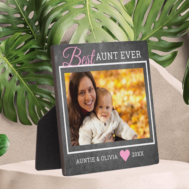 Plaque Photo Meilleure Tante Jamais Photo Personnalisée Rustiqu (Best Aunt Ever Custom Photo Rustic Chalkboard Plaque
)