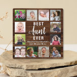 Plaque Photo Meilleure tante Jamais Rustique Bois foncé 12 Coll<br><div class="desc">Créez votre propre plaque de collage photo avec 12 de vos photos préférées sur un arrière - plan de texture en bois. Personnalisez avec des photos de famille. Fait un cadeau de conservation précieux pour la tante préférée pour l'anniversaire,  les vacances et la fête des pères.</div>