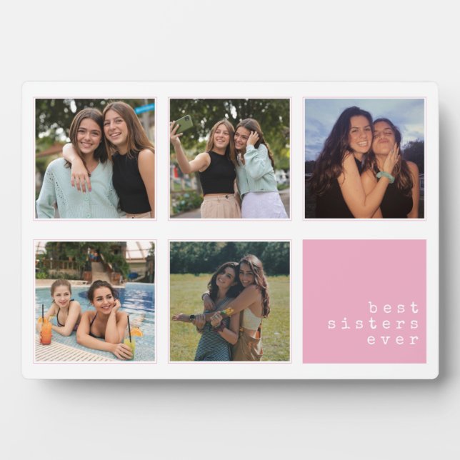 Plaque Photo Meilleures soeurs jamais | Collage moderne (Devant)