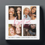 Plaque Photo Meilleurs amis Carré 4 Photos collage beautés rose<br><div class="desc">Un grand cadeau pour célébrer votre firenship ! Une plaque photo avec vos 4 photos préférées,  personnalisée avec vos noms.</div>
