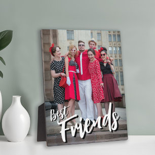 Plaque Photo Meilleurs amis Script superposer photo noir et bla