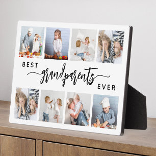 Plaque Photo Meilleurs Grands-Parents Ever 8 Collage Photo Blan