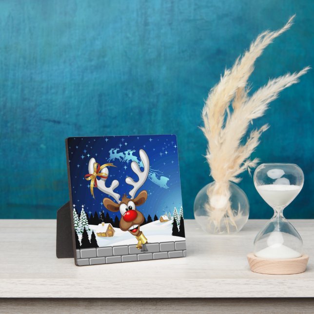 Plaque Photo Mème de Noël drôle de renne qui regarde par-dessus (Insitu)