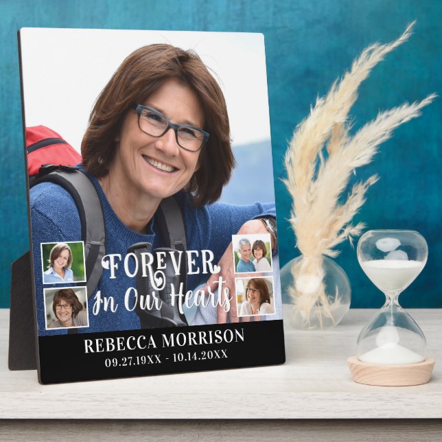 Plaque Photo Mémoire 5 Photo Écriture Calligraphique Moderne Cœ (Côté)