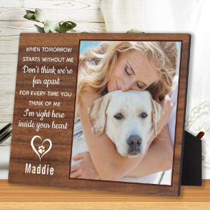 Plaque Photo Mémoire de perte d'animal rustique Photo de chien