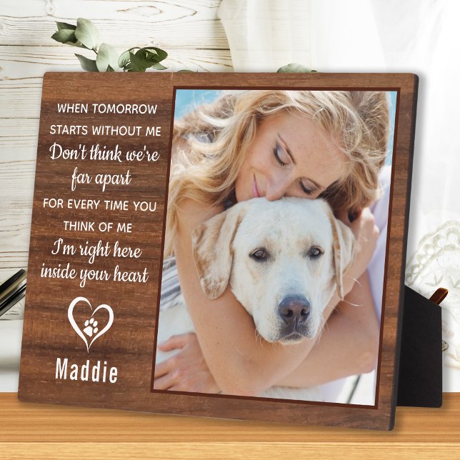 Plaque Photo Mémoire de perte d'animal rustique Photo de chien  (Créateur téléchargé)