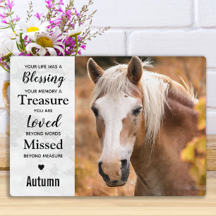 Plaque Photo Mémoire équestre en marbre Cheval Souvenir