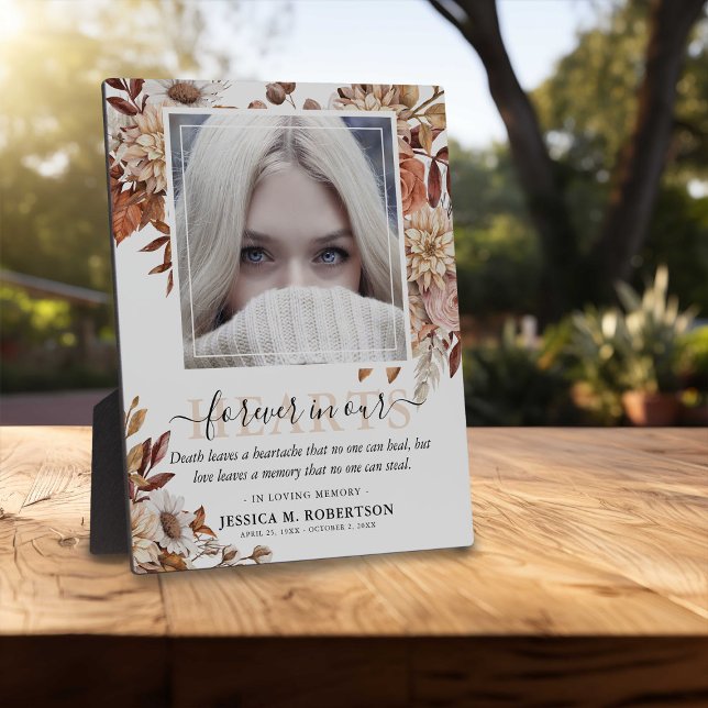 Plaque Photo Mémoire florale botanique d'automne avec photo (Créateur téléchargé)