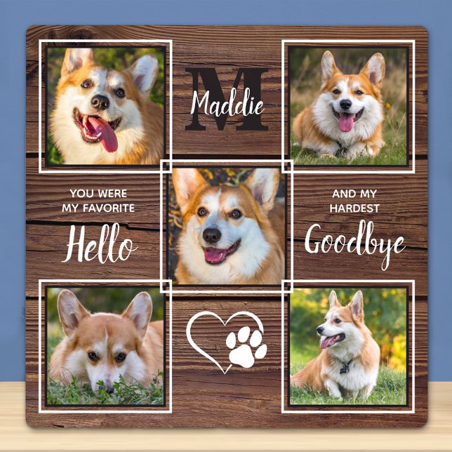 Plaque Photo Mémoire Personnalisée pour Chien Rustique 5 Collag (Créateur téléchargé)