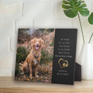 Plaque Photo Mémoire photo noir feuille d'or pour animaux de co