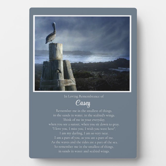 Plaque Photo Mémorial Beau Océan Nautique Nom personnalisé (Devant)