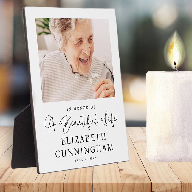 Plaque Photo Mémorial Belle vie Moderne Élégant Photo Chic (Créateur téléchargé)