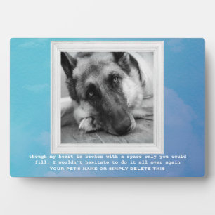 Plaque Photo Mémorial d'animal de compagnie Berger Allemand ave