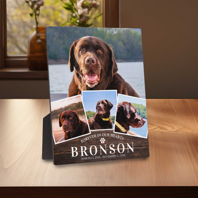 Plaque Photo Mémorial d'animal de compagnie en bois - Collage d (Créateur téléchargé)