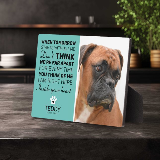 Plaque Photo Mémorial d'animal de compagnie | Souvenir sarcelle (Créateur téléchargé)