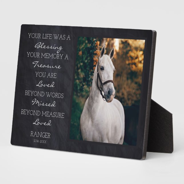Plaque Photo Mémorial de cheval Perte d'animal Souvenir Photo d (Côté)