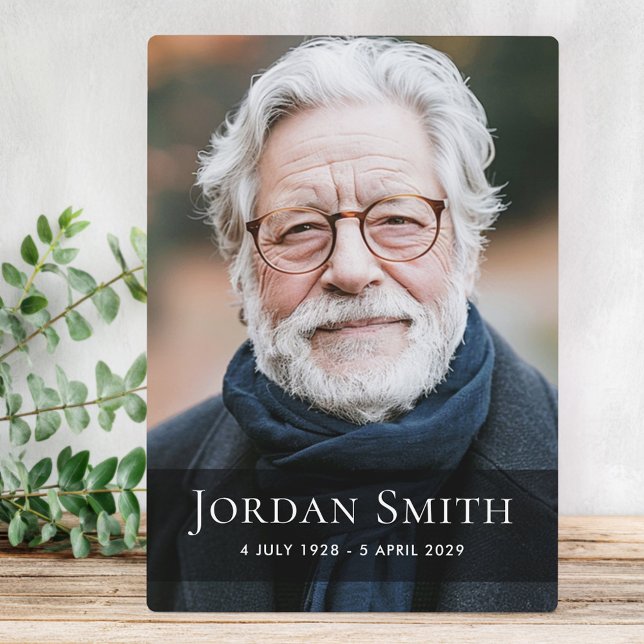 Plaque Photo Mémorial de deuil funéraire photo complète (Full photo funeral bereavement memorial plaque)