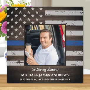 Plaque Photo Mémorial de la police en mémoire d'amour mince lig