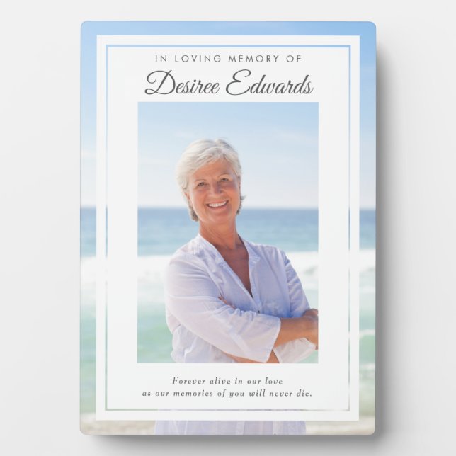 Plaque Photo Mémorial de photo personnalisé en souvenir affectu (Devant)