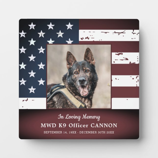 Plaque Photo Mémorial des Chiens de Travail Militaires En Souve (Devant)