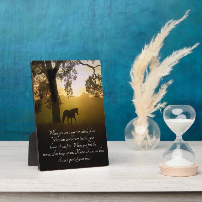 Plaque Photo Mémorial du cheval avec poème spirituel (Côté)