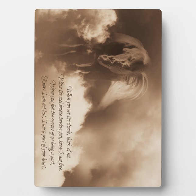 Plaque Photo Mémorial du cheval avec poème spirituel original (Devant)