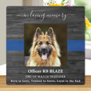 Plaque Photo Mémorial du chien policier Officier K9 En souvenir