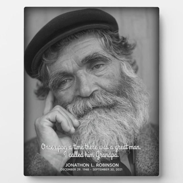 Plaque Photo Mémorial du deuil pour grand-père (Devant)