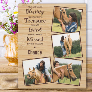 Plaque Photo Memorial Equine Keepsaké personnalisé
