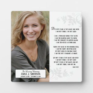 Plaque Photo Mémorial ne reste pas à ma tombe et Carré de pleur