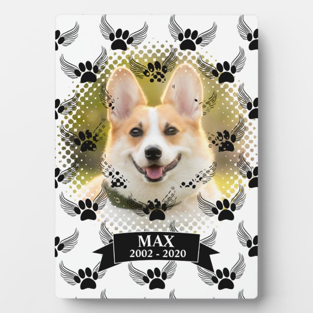 Plaque Photo Mémorial personnalisé noir et blanc pour animal de (Devant)