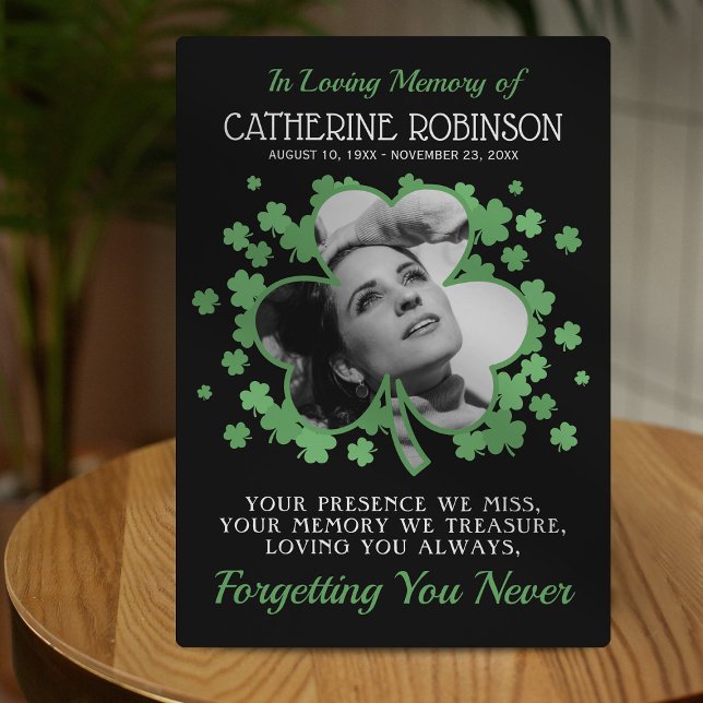 Plaque Photo Mémorial Photo Trèfle Shamrock (Créateur téléchargé)