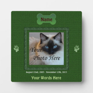 Plaque Photo Mémorial pour chien ou chat Élégant Vert