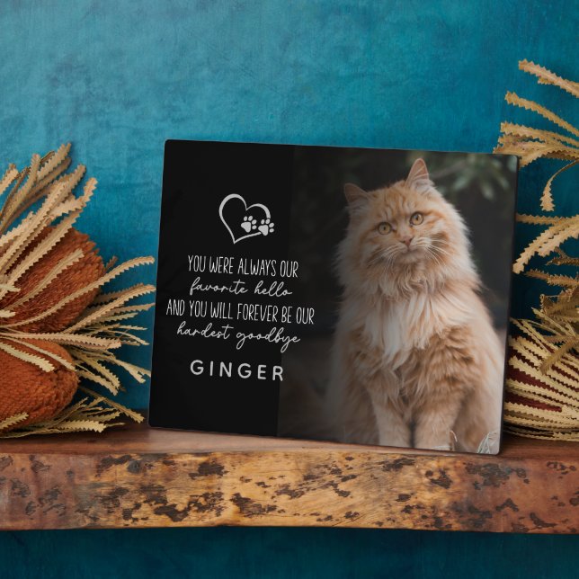 Plaque Photo Mémorial préféré de chat Au revoir le plus dur Bon (Côté)