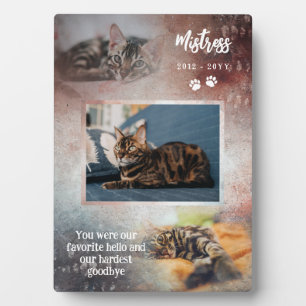Plaque Photo Mémoriel de photo de chat préféré Bonjour Rust & N