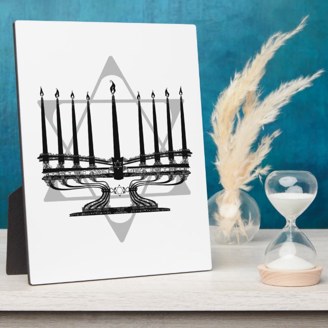 Plaque Photo Menorah et étoile (Côté)
