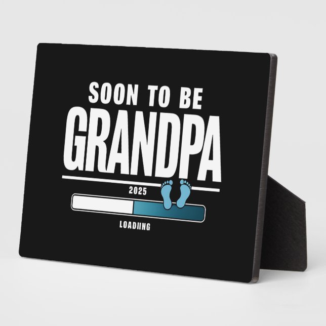 Plaque Photo Mens Bientôt Être Grand-Père EST. 2025 Nouveau Gra (Côté)