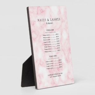 Plaque Photo Menu Prix Marbre Or Simple Rose