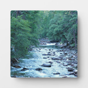 Plaque Photo Merced river by Happy Isles, Yosemite, CA