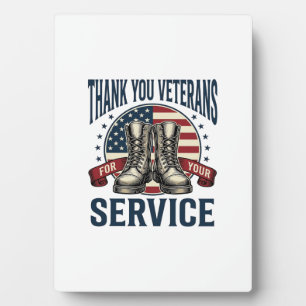 Plaque Photo Merci aux vétérans Bottes patriotiques Design vint