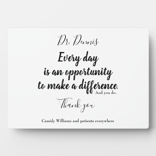 Plaque Photo Merci Citation Santé Noir Blanc Typographie (Devant)