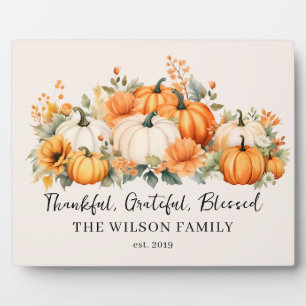 Plaque Photo Merci Grateful Blessed Automne Citrouille Nom de f