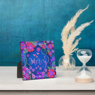 Plaque Photo Mercy Blue Rose violet Inspiration Floral Plutôt