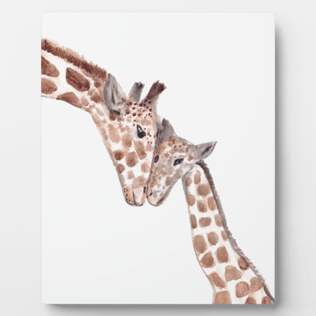 Plaque Photo Mère girafe avec bébé (Devant)
