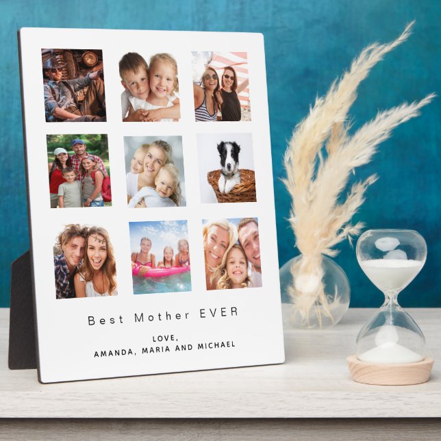 Plaque Photo Mère photo famille collage blanc (Côté)