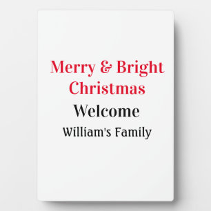 Plaque Photo Merry Bright Christmas ajouter nom de famille bien