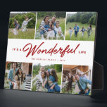 Plaque Photo Merveilleuse vie rouge foncé six photo collage fam<br><div class="desc">Célébrez les souvenirs de famille préférés avec cette plaque collage de six photos avec un traitement de type "It's a beautiful life" en rouge foncé et texte personnalisé. Ce collage photo est idéal pour les familles, les nouveaux bébés, les grands-parents et plus encore. Customisez-le pour l'année, les souvenirs de vacances,...</div>