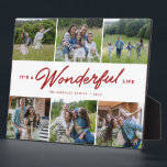 Plaque Photo Merveilleuse vie rouge foncé six photo collage fam<br><div class="desc">Célébrez les souvenirs de famille préférés avec cette plaque collage de six photos avec un traitement de type "It's a beautiful life" en rouge foncé et texte personnalisé. Ce collage photo est idéal pour les familles, les nouveaux bébés, les grands-parents et plus encore. Customisez-le pour l'année, les souvenirs de vacances,...</div>