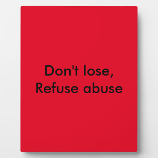 Plaque Photo Message contre les abus