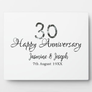 Plaque Photo Métallisé argent 30e Joyeux anniversaire ajoutez n